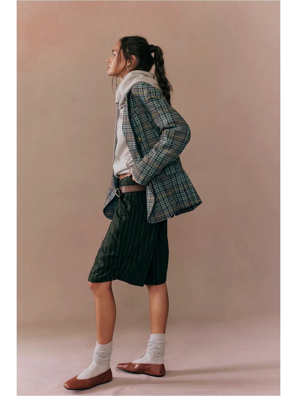 Free People Preppy Dark Academia Dean Double Breasted Blazer Oliver Plaid Small - Picture 5 of 16